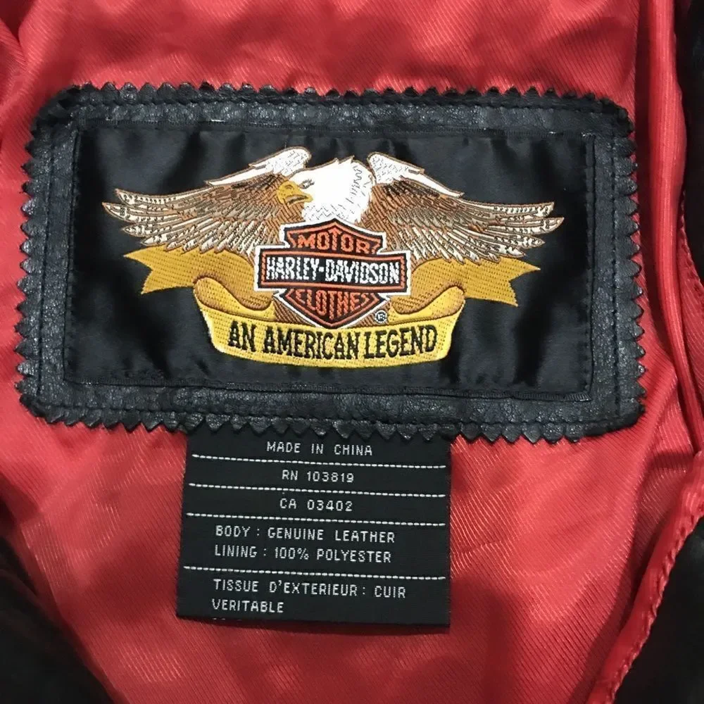 HARLEY DAVIDSON WOMENS SANTA CRUZ Black LEATHER JACKET suede eagle print sleeves